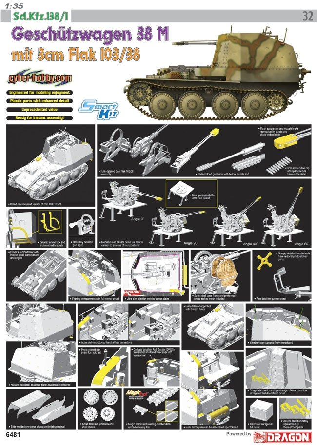 Cyber Hobby 6481 Geschutzwagen 38 M mit 3cm Flak 103/38 1/35