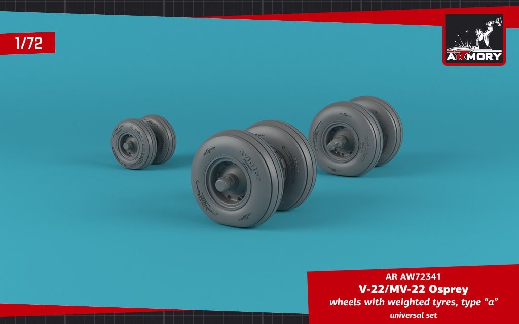 Armory Models AW72341 V-22/MV-22 Osprey wheels w/ weighted tires type “a” 1/72 – imagen 2