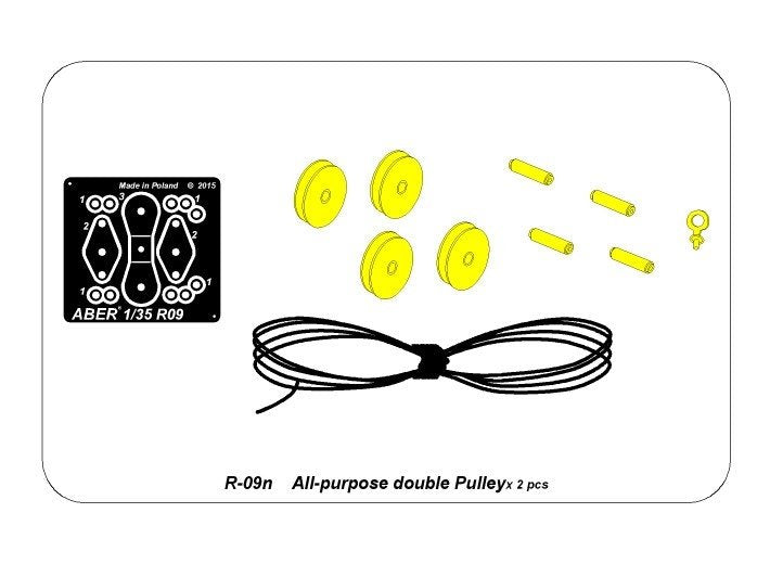 Aber R-09N Uniwersalny bloczek podwójny 2 szt. / All-purpose double Pulley x2 pcs. 1/35 – imagen 7