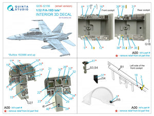 Quinta Studio QDS-32156 F/A-18D late 3D-Printed &amp;amp; coloured Interior on decal paper (Academy) (Small version) 1/32 – Bild 12