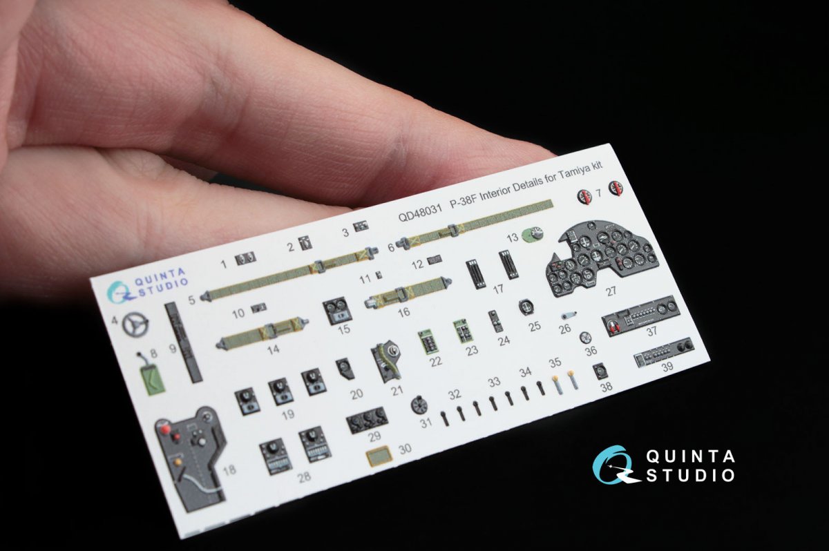 Quinta Studio QD48031 P-38F 3D-Printed &amp;amp; coloured Interior on decal paper (for Tamiya kit) 1/48 – immagine 4