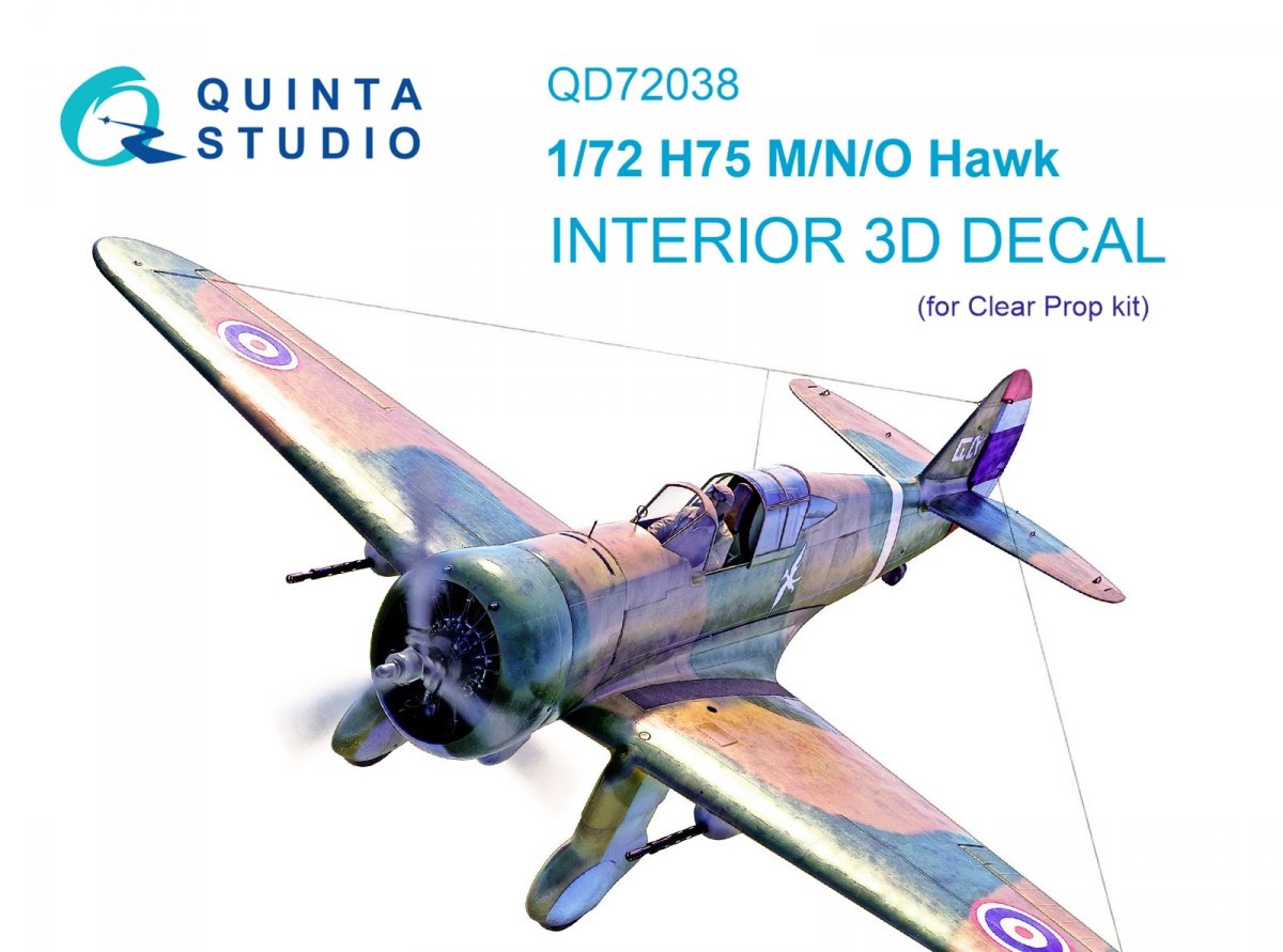 Quinta Studio QD72038 H75 M/N/O 3D-Printed &amp; colored Interior on decal paper (Clear Prop) 1/72