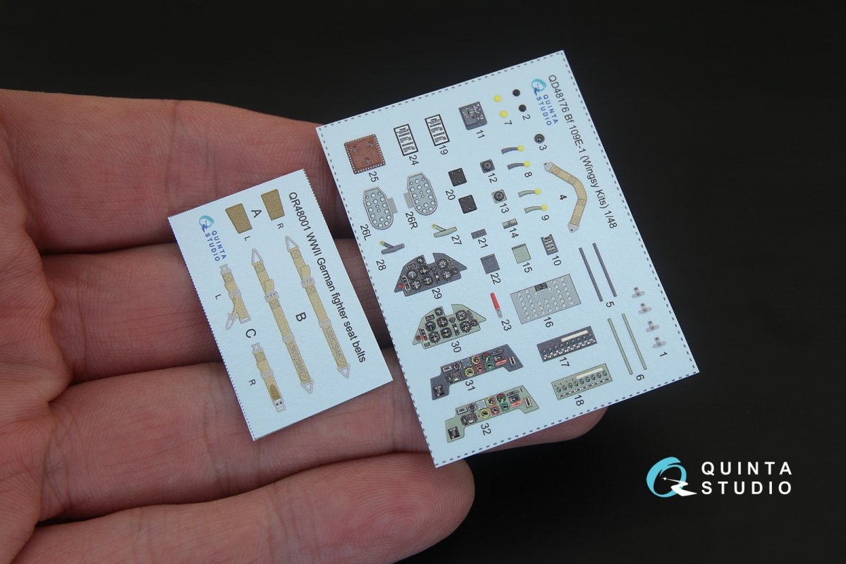 Quinta Studio QD48176 Bf 109E-1 3D-Printed &amp;amp; coloured Interior on decal paper (for Wingsy kits kit) 1/48 – Bild 2
