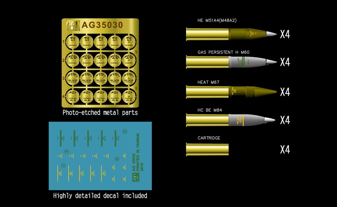 AFV Club AG35030 U.S.105mm HOWITZER AMMO SET 1/35 – immagine 2