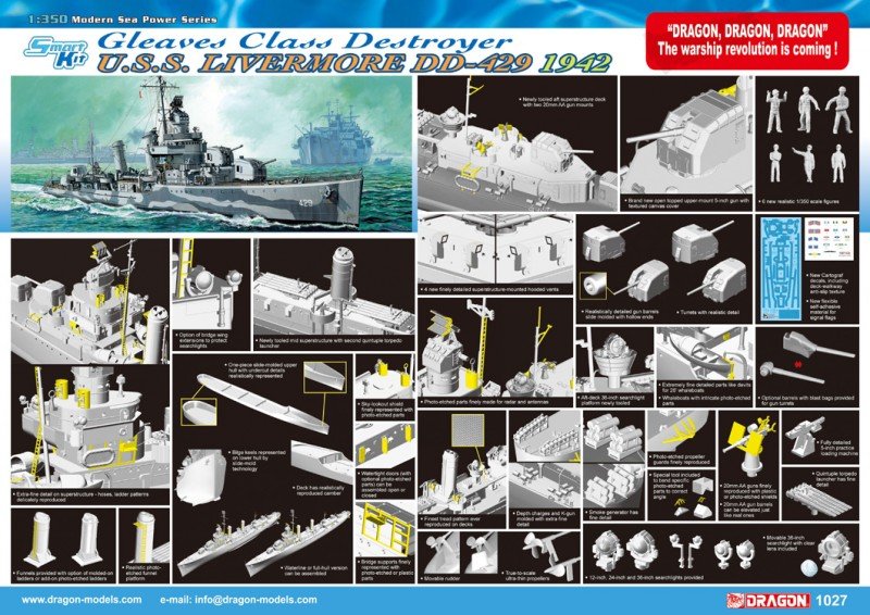 Dragon 1027 USS Livermore DD-429 1/350 – imagen 3