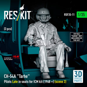 RESKIT RSF35-0011 CH-54A &amp;quot;Tarhe&amp;quot; Pilots Late in seats for ICM kit (1968 +) (scene 2) (3 pcs) (3D Printed) 1/35 – immagine 4