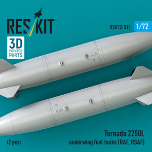 RESKIT RSU72-0311 Tornado 2250L underwing fuel tanks (RAF, RSAF) (2 pcs) (3D Printed) 1/72