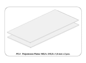 Aber PS-4 Płyty z białego polistyrenu 195 x 315 x 1,00 po 2 szt. / Polystyrene plates 195 x 315 x 1,00 mm x 2 pcs. – immagine 2