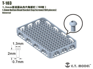 Vis à tête cylindrique creuse ET modèle T-103 de 1,3 mm, 160 pièces