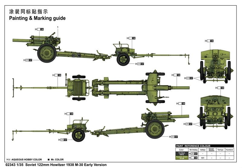 Trumpeter 02343 Soviet 122mm Howitzer 1938 M-30 (Early Version) 1/35 – Bild 2
