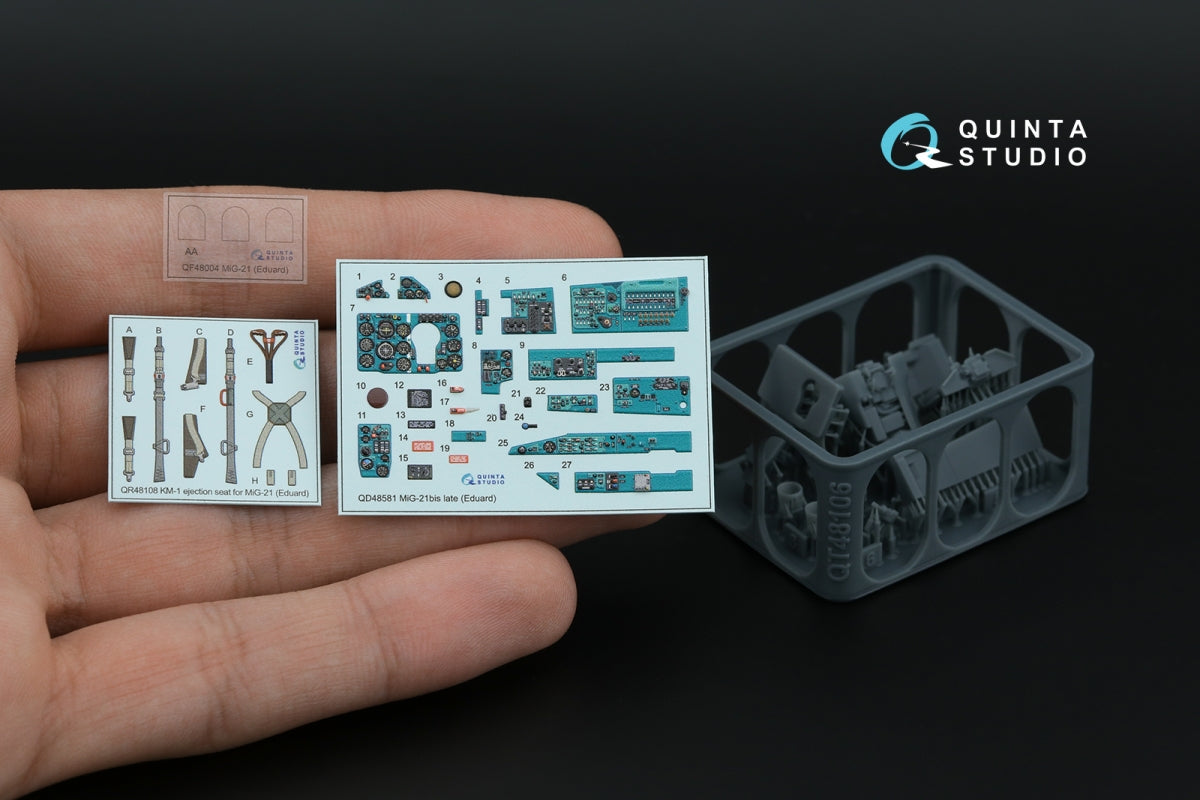 Quinta Studio QD+48581 MiG-21bis late Fishbed-N 3D-Printed &amp;amp; coloured Interior on decal paper (Eduard) (with 3D-printed resin parts) 1/48 – Bild 7