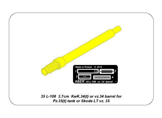 Aber 35L-108 3,7cm KwK.34(t) or vz. 34 barrel for Pz.35(t) tank 1/35 – imagen 13