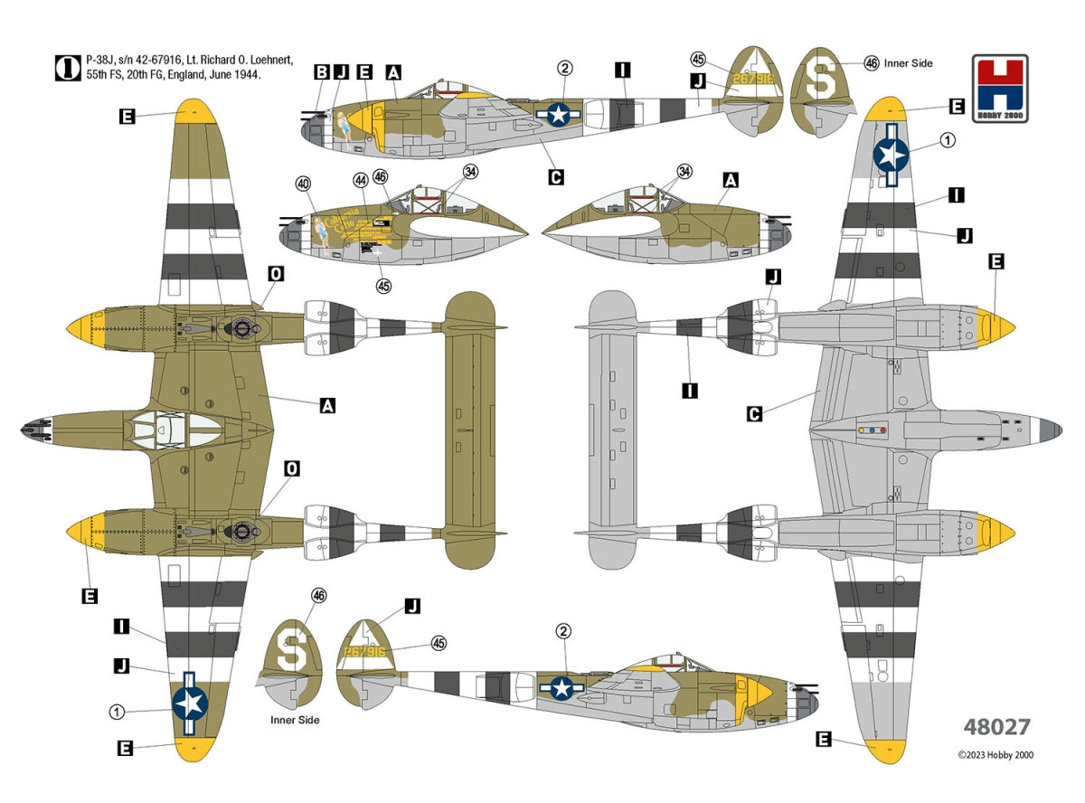 Hobby 2000 48027 P-38J Lightning ETO 1944 (ACADEMY + CARTOGRAPHIE + MASQUES) 1/48 – image 2