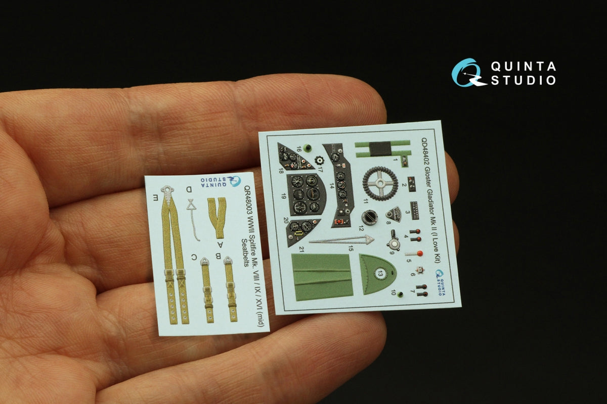 Quinta Studio QD48402 Gloster Gladiator MKII 3D-Printed &amp;amp; coloured Interior on decal paper (I Love Kit) 1/48 – imagen 5
