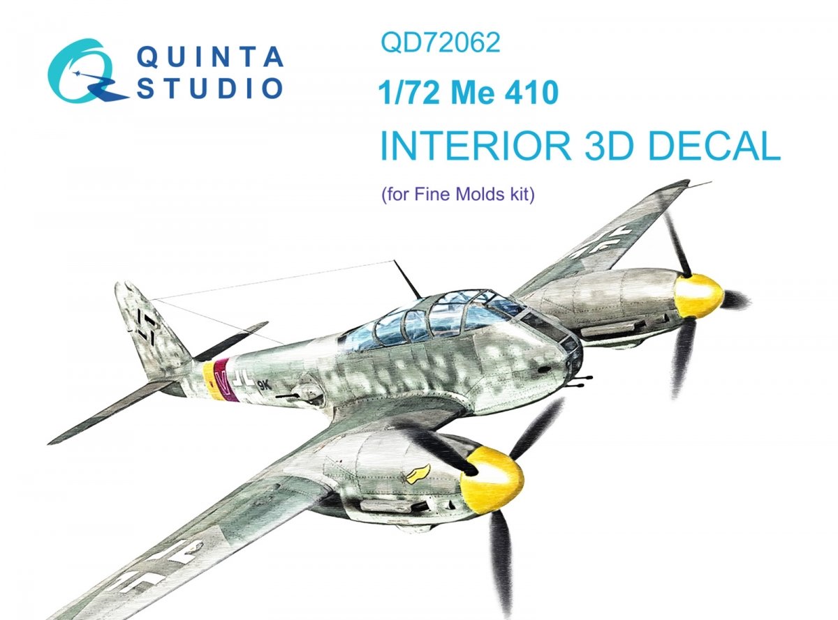 Quinta Studio QD72062 Me 410 3D-Printed &amp; colored Interior on decal paper (Fine Molds) 1/72