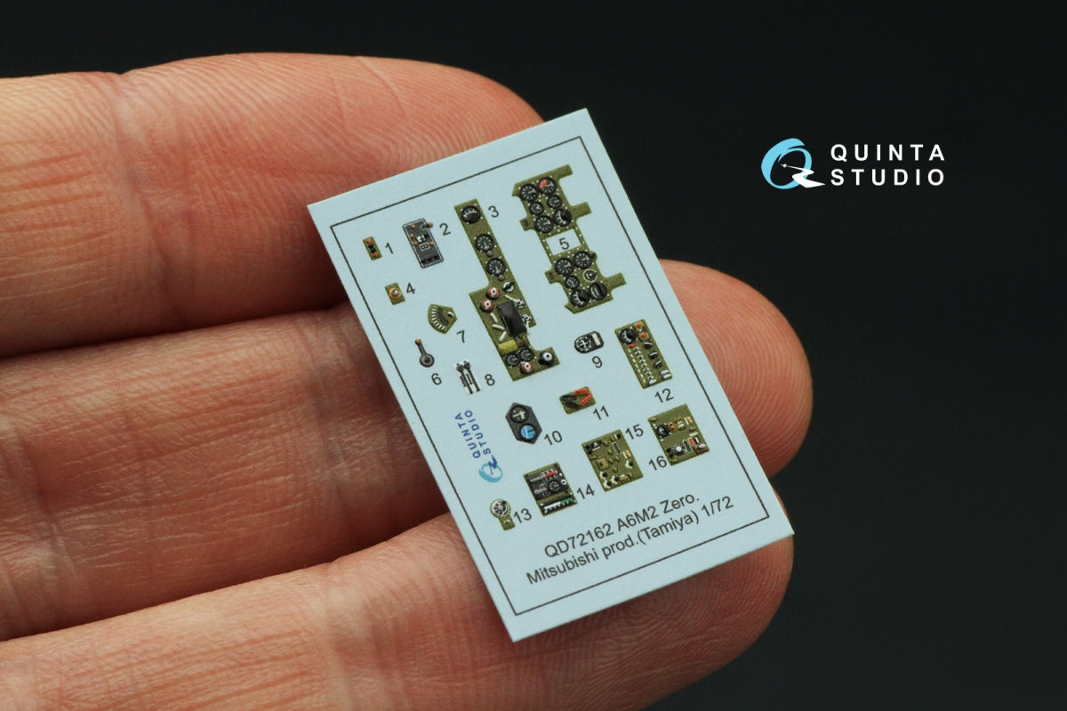 Quinta Studio QD72162 A6M2 Zero (Mitsubishi Prod.) 3D-Printed colored Interior on decal paper (Tamiya) 1/72 – image 4