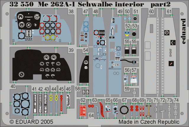 Eduard 32550 Me 262A Schwalbe interior 1/32 TRUMPETER – immagine 2