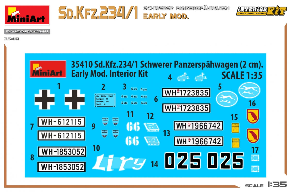 MiniArt 35410 Sd.Kfz.234/1 Schwerer Panzerspahwagen. EARLY MOD. INTERIOR KIT 1/35 – Bild 3