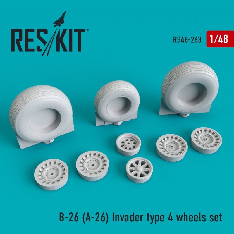 RESKIT RS48-0263 B-26 (A-26) Invader type 4 wheels set 1/48