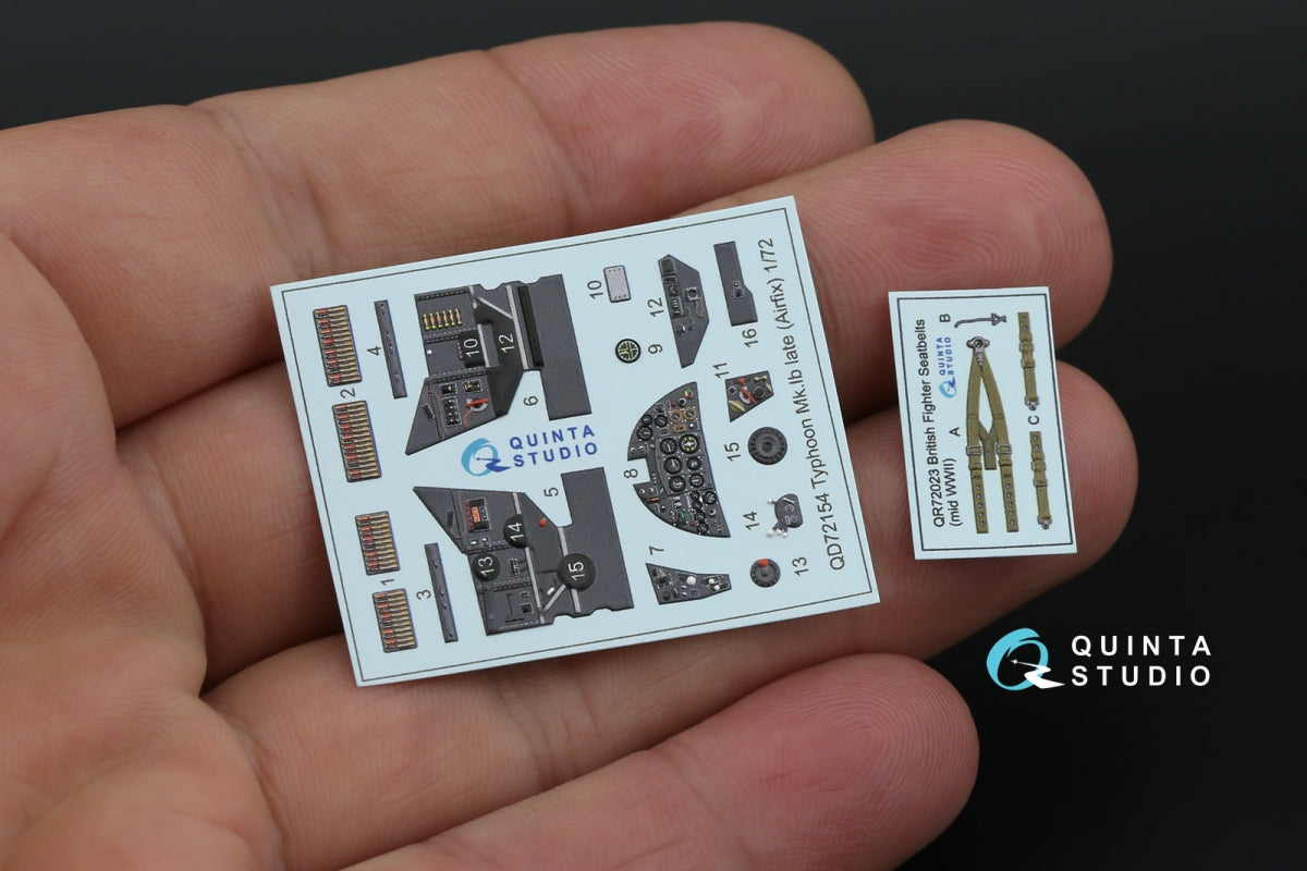 Quinta Studio QD72154 Typhoon Mk.1B Late 3D-Printed coloured Interior on decal paper (Airfix) 1/72 – imagen 3