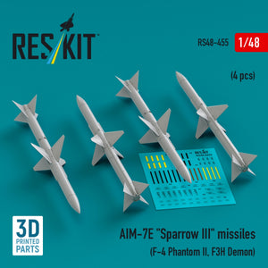 RESKIT RS48-0455 IM-7E &amp;quot;Sparrow III&amp;quot; missiles (4 pcs) (3D Printed) 1/48