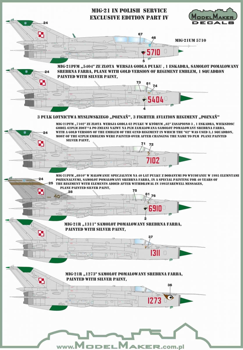 ModelMaker Decals D48153 MiG-21 in Polish service exclusive edition part IV 1/48 – imagen 4