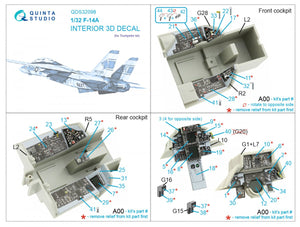 Quinta Studio QDS-32098 F-14A 3D-Printed &amp;amp; coloured Interior on decal paper ( Trumpeter ) (Small version) 1/32 – imagen 2
