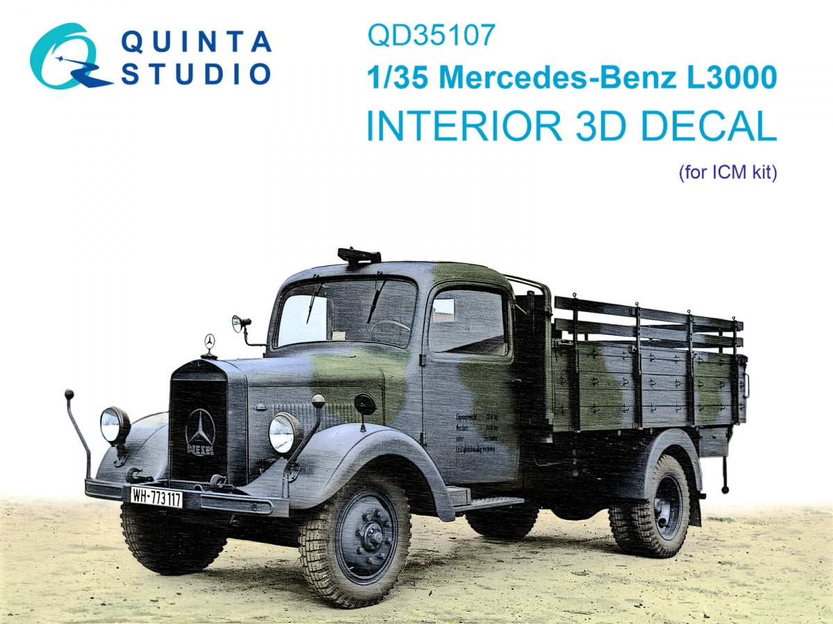 Quinta Studio QD35107 Mercedes-Benz L3000 3D-Printed & coloured Interior on decal paper (ICM) 1/35