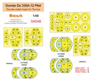 Omask 54048 Dornier Do 335A-12 Pfeil double-sided mask (for Tamiya) 1/48 – imagen 2