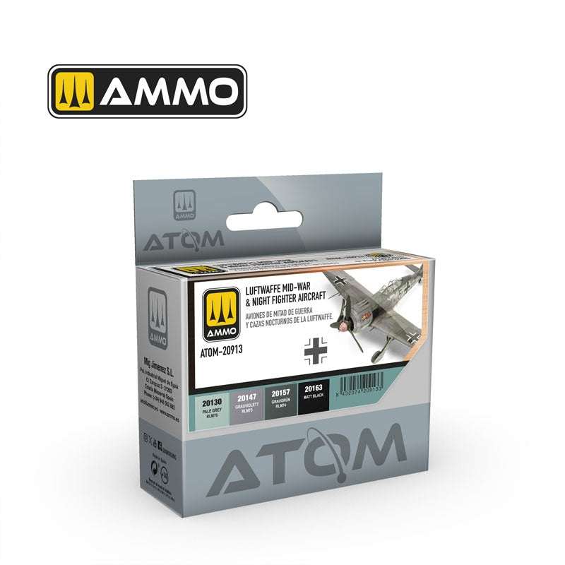 AMMO par Mig Jimenez 20913 TOM Peinture acrylique : Coffret d&amp;#39;avions de chasse de nuit de la Luftwaffe (milieu de la guerre) 4 x 20 ml