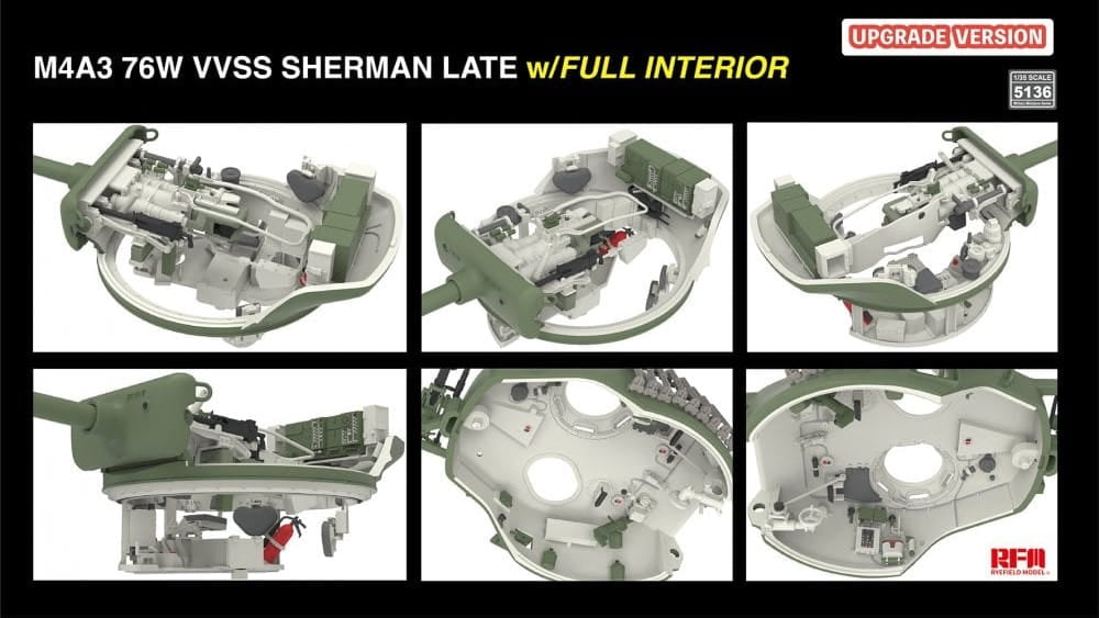 Rye Field Model 5136 M4A3 76W VVSS Sherman Late Upgrade Version Full Interior 1/35 – imagen 7