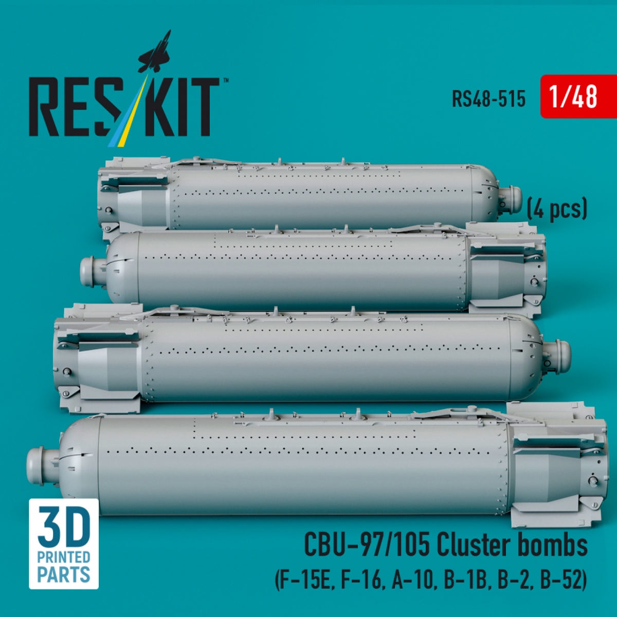 RESKIT RS48-0515 CBU-97/105 cluster bombs (4 pcs) (3D Printed) 1/48 – imagen 2