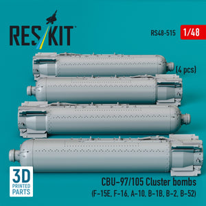 RESKIT RS48-0515 CBU-97/105 cluster bombs (4 pcs) (3D Printed) 1/48 – imagen 2