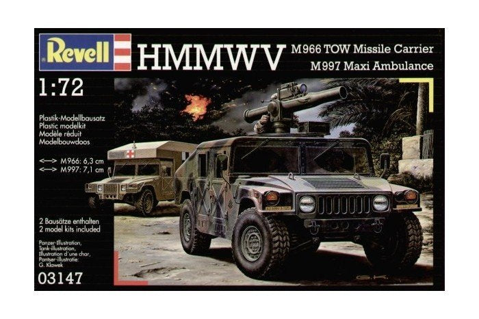 Revell 03147 HMMWV M966 TOW Missile Carrier&M997 Maxi Ambulance 1/72