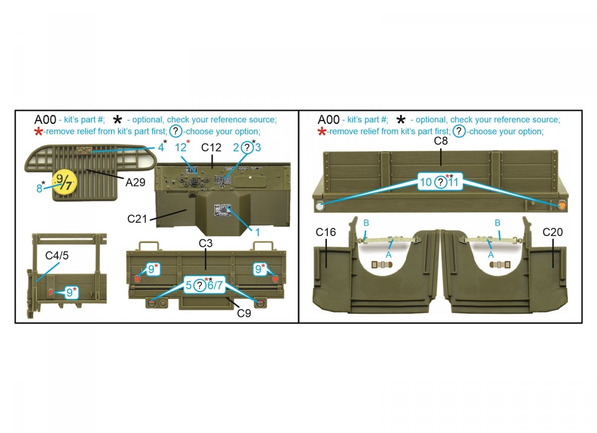 Quinta Studio QD48029 GMC CCKW 353 (open cab) 3D-Printed &amp;amp; coloured Interior on decal paper (Tamiya) 1/48 – Bild 10