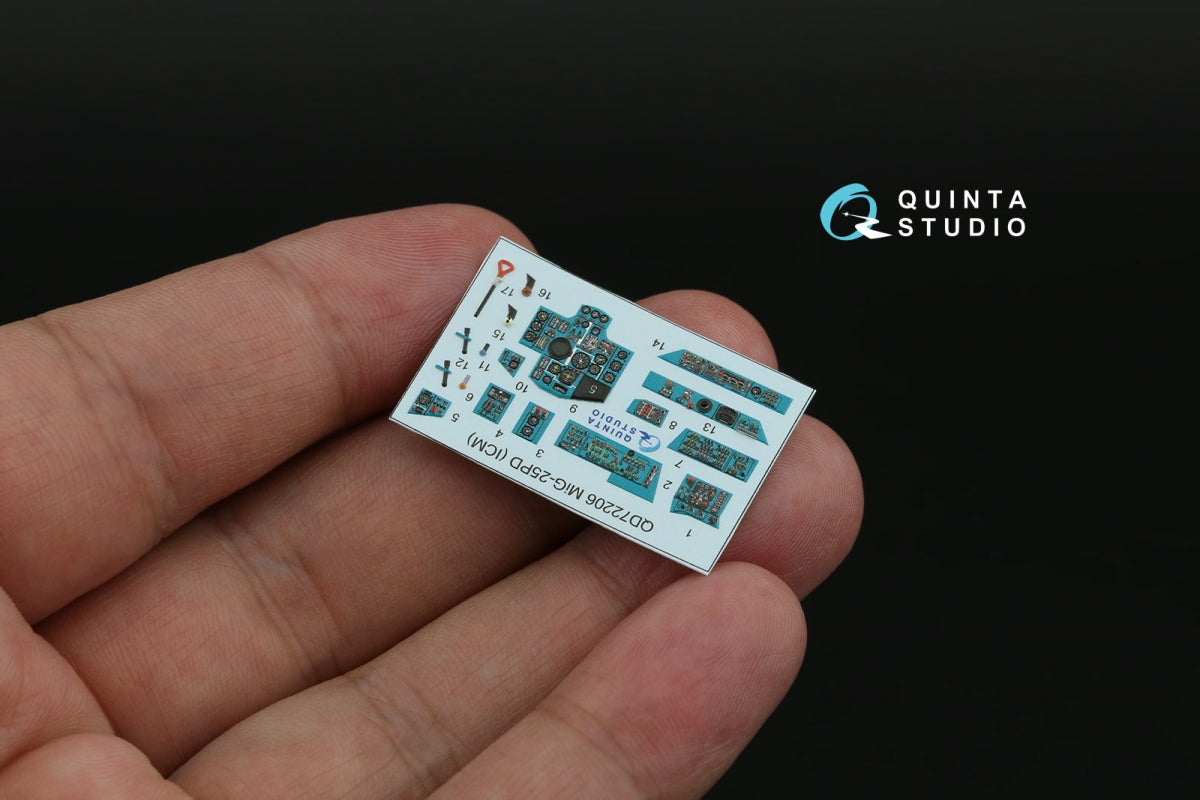 Quinta Studio QD72206 MiG-25PD 3D-Printed &amp; coloured Interior on decal paper (ICM) 1/72