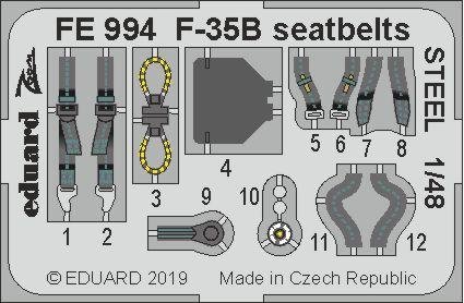 Eduard FE994 F-35B seatbelts STEEL 1/48 KITTY HAWK