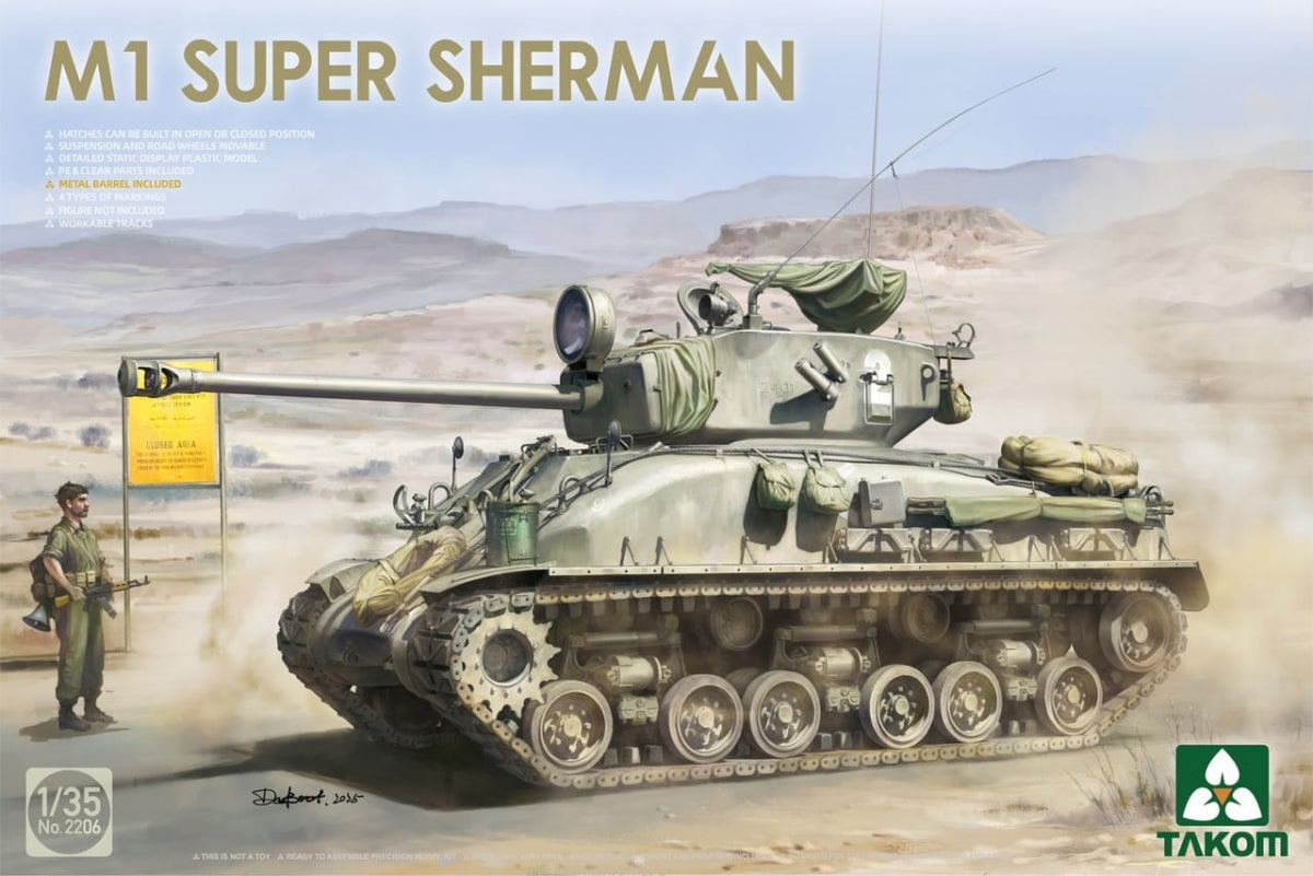 Takom 2205W M4A1(76w)HVSS + M1 Super Sherman + US Army Tank Crewman Sherman Box Limited Edition 1/35 – imagen 3