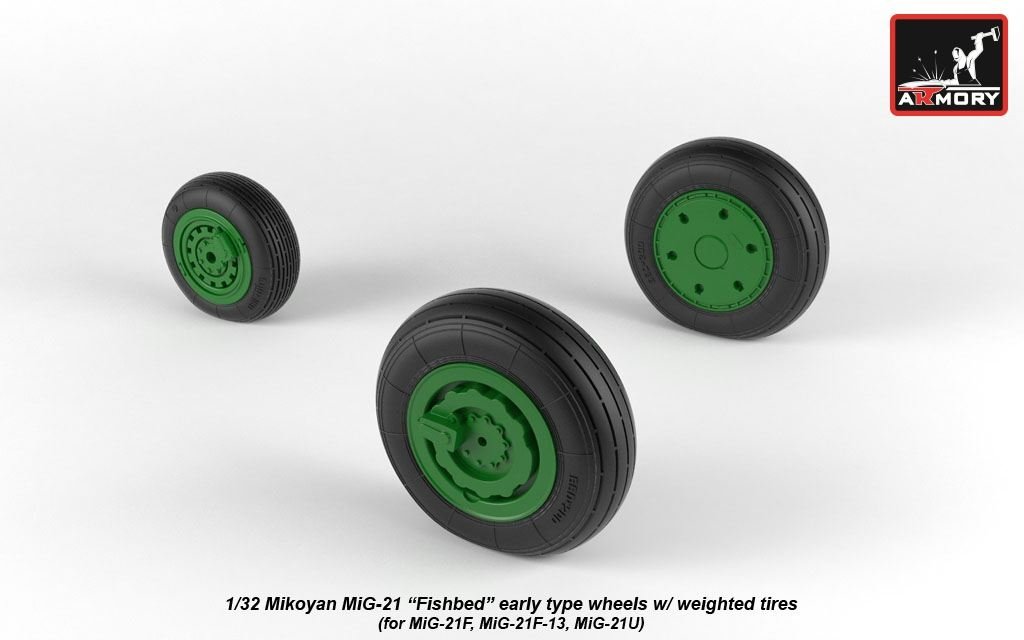 Armory Models AW32009 Mikoyan MiG-21 Fishbed wheels w/ weighted tires, early 1/32 – imagen 4