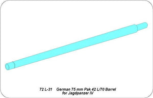 Aber 72L-31 Lufa Pak 40L/70 do niemieckiego działa pancernego Jagdpanzer IV / German 75mm Pak 40L/70 gun barrel for Jagdpanzer IV 1/72 – immagine 4