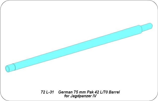 Aber 72L-31 Lufa Pak 40L/70 do niemieckiego działa pancernego Jagdpanzer IV / German 75mm Pak 40L/70 gun barrel for Jagdpanzer IV 1/72 – immagine 4