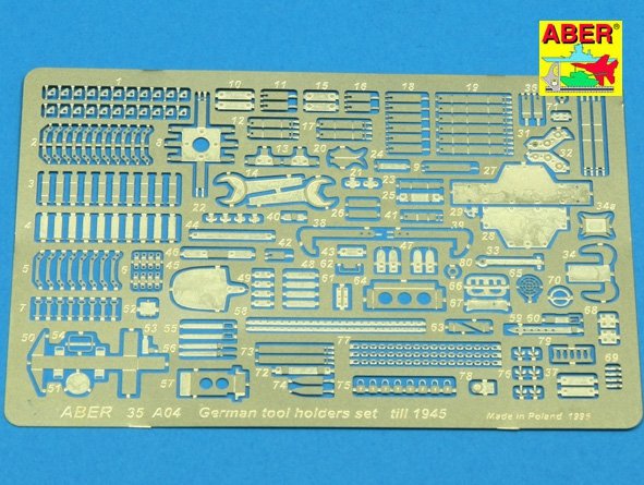 Aber 35A004 Uchwyty do niemieckich narzędzi do 1945 1/35