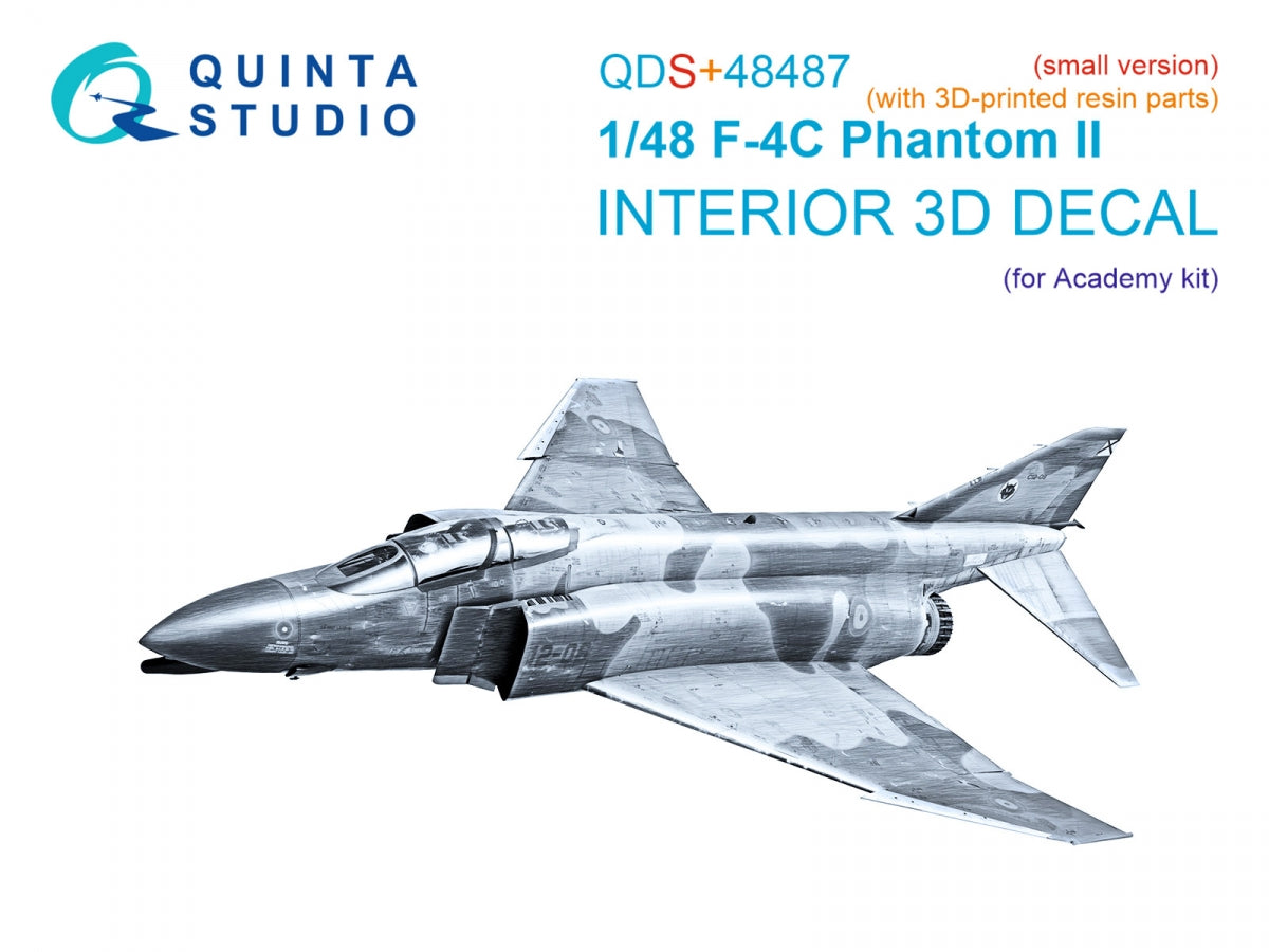 Quinta Studio QDS+48487 F-4C Phantom II 3D-Printed &amp;amp; coloured Interior on decal paper (Academy) (Small version) (with 3D-printed resin parts) 1/48