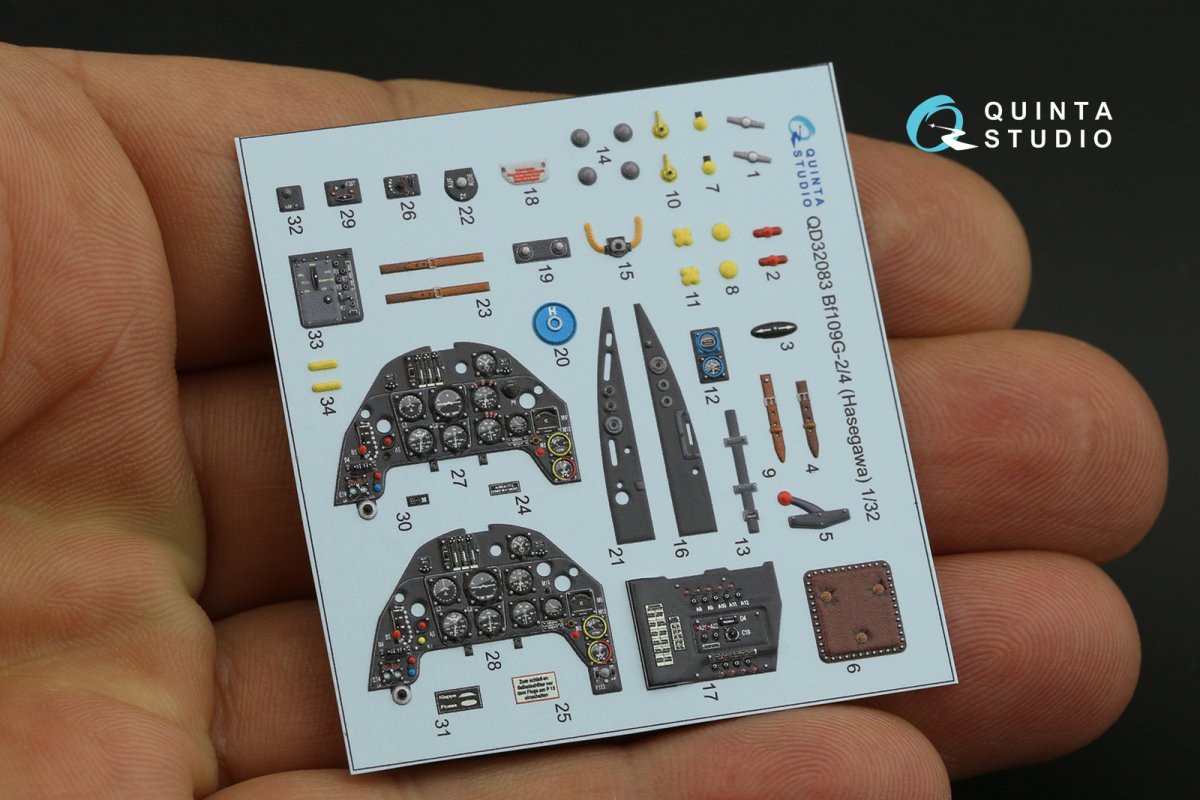 Quinta Studio QD32083 Bf 109G-2/G-4 3D-Printed &amp;amp; coloured Interior on decal paper (Hasegawa) 1/32 – imagen 2