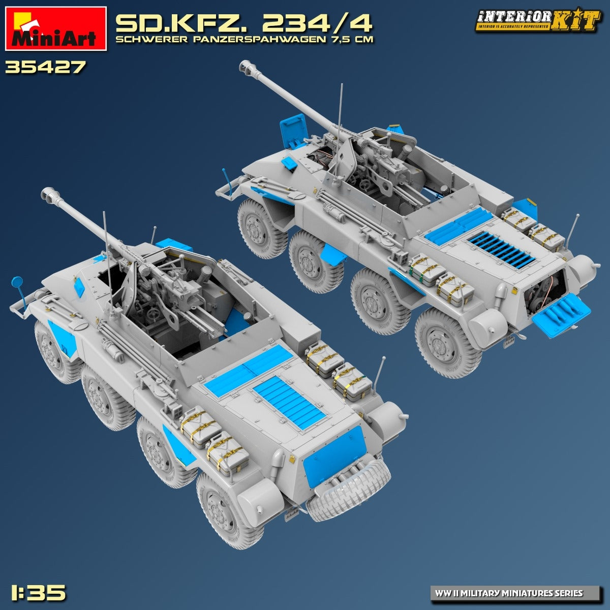MiniArt 35427 Sd.Kfz. 234/4 SCHWERER PANZERSPÄHWAGEN 7,5 cm. KIT INTÉRIEUR 1/35 – image 15