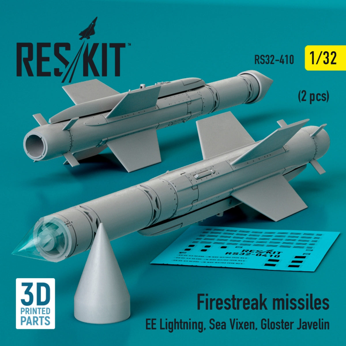 Missiles RESKIT RS32-0410 Firestreak (2 pièces) (Impression 3D) 1/32