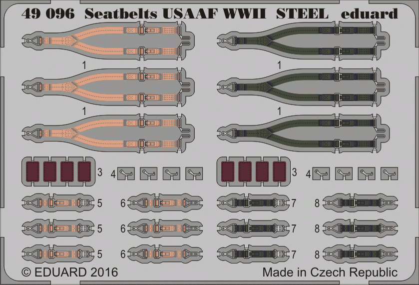 Ceintures de sécurité Eduard 49096 USAAF Seconde Guerre mondiale Acier 1/48