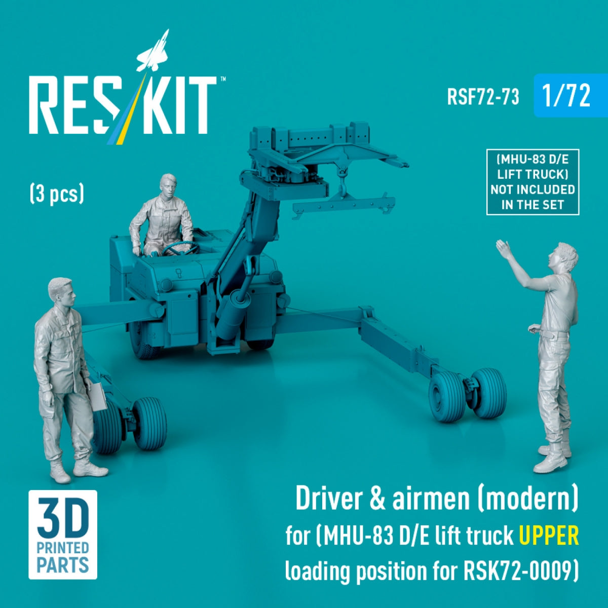 RESKIT RSF72-0073 Conducteur et aviateurs (moderne) (3 pièces) (Position de chargement supérieure pour chariot élévateur MHU-83 D/E RSK72-0009) (Impression 3D) 1/72