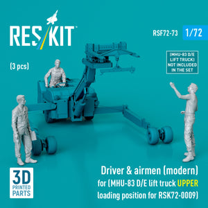 RESKIT RSF72-0073 Conducteur et aviateurs (moderne) (3 pièces) (Position de chargement supérieure pour chariot élévateur MHU-83 D/E RSK72-0009) (Impression 3D) 1/72