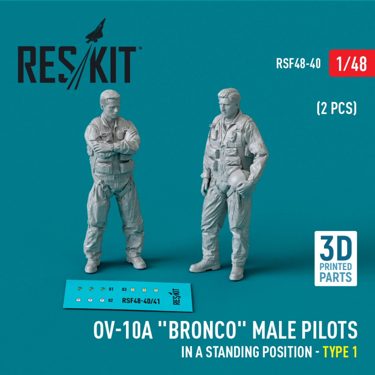 RESKIT RSF48-0040 OV-10A « Bronco » Pilotes masculins (en position debout - type 1) (2 pièces) (Impression 3D) 1/48 